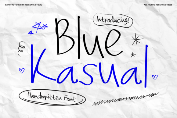 Blue Kasual Handwritten Font - Featured Image