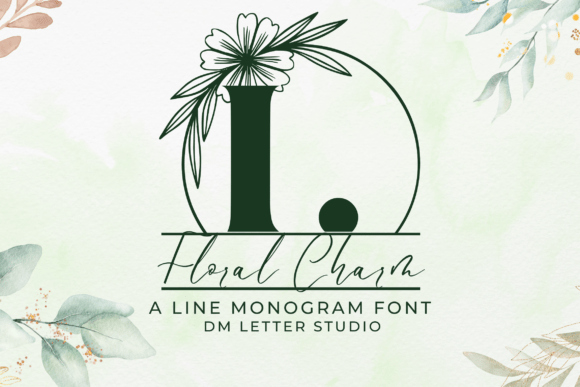 Floral Charm Line Monogram Font - Featured Image